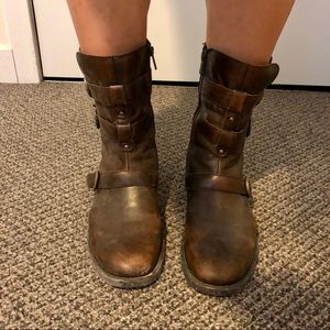 Born mid calf leather boots